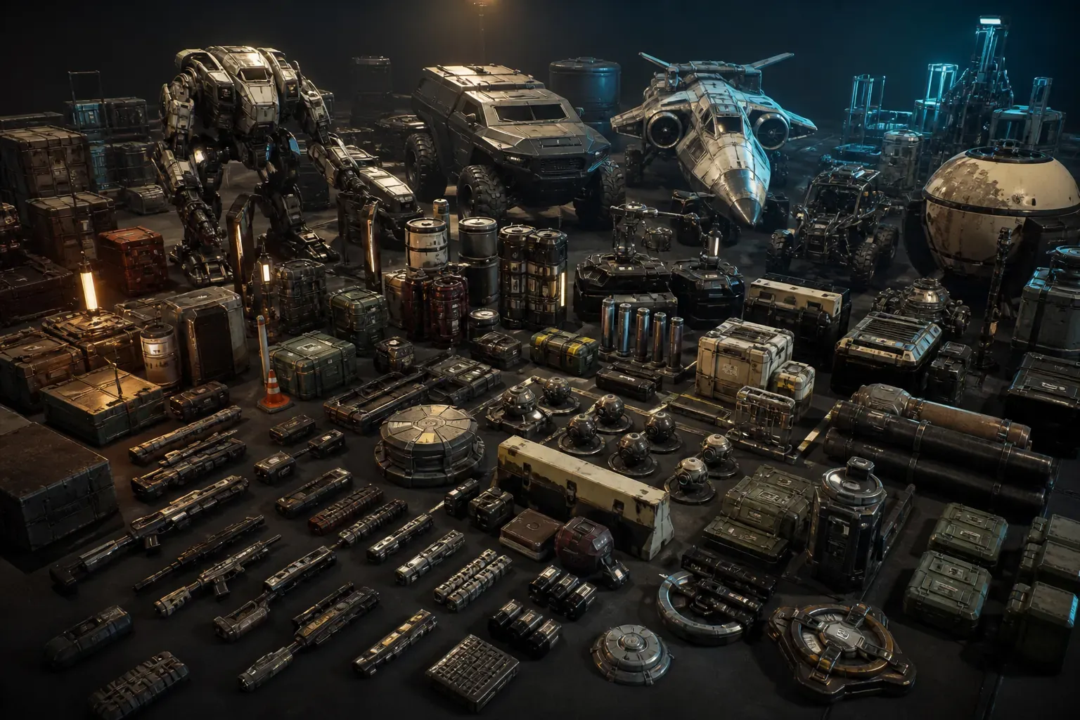 A yard of generated 3D game assets
